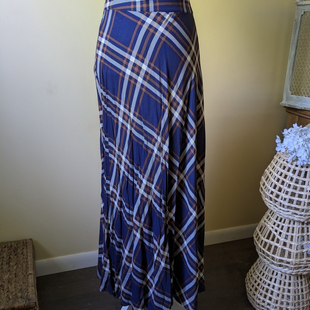 Ricki's Navy Plaid A-Line Maxi Skirt